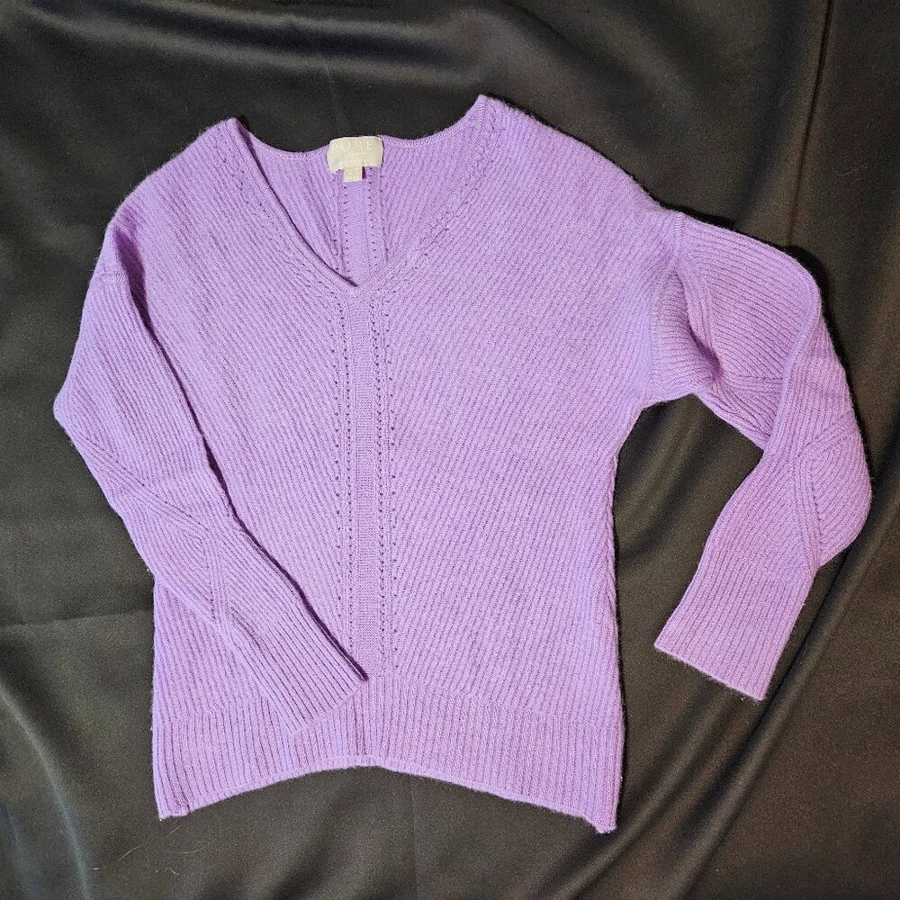 PURE Collection Cashmere Soft Lilac V Neck Sweater Size 12